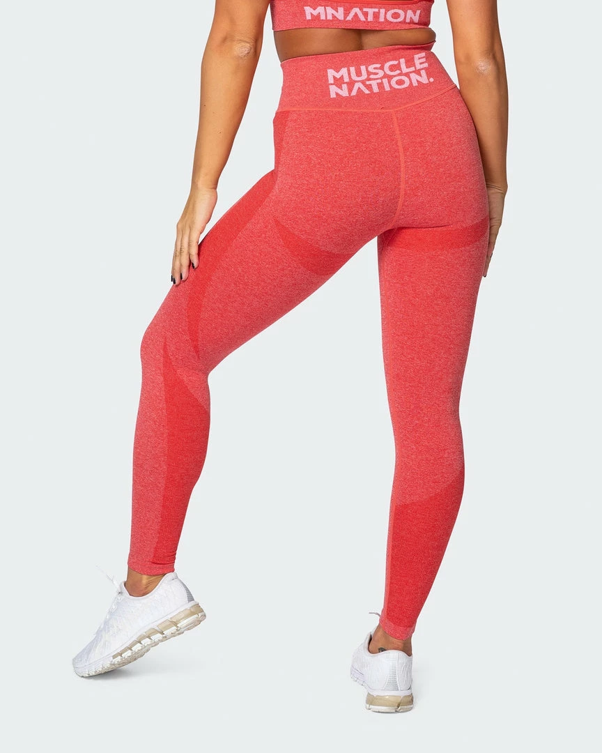 Muscle Nation Non Scrunch Shape Up Seamless Full Length Leggings - Poppy Marl 13 Muscle Nation Non Scrunch Shape Up Seamless Full Length Leggings - Poppy Marl