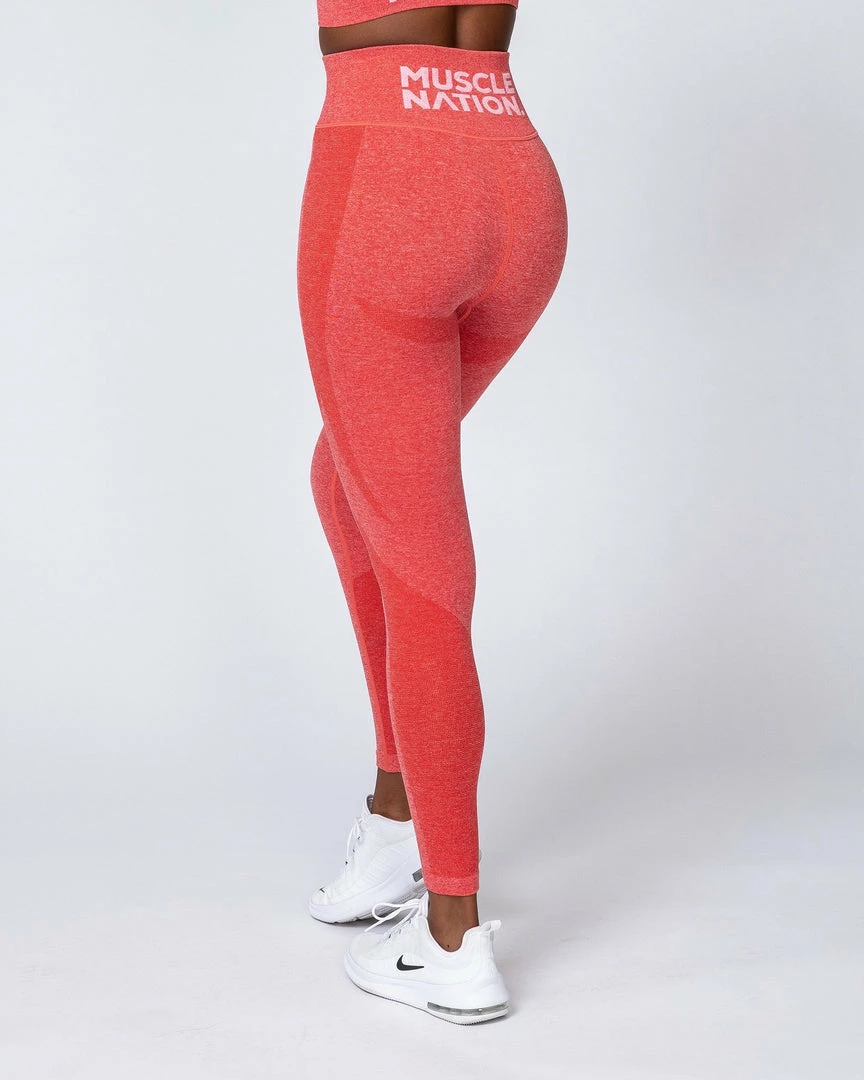 Muscle Nation Non Scrunch Shape Up Seamless Full Length Leggings - Poppy Marl 9 Muscle Nation Non Scrunch Shape Up Seamless Full Length Leggings - Poppy Marl