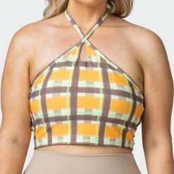 Muscle Nation Shimmer Bra Tank Combo - Checked Out Print 30% EOFY SALE