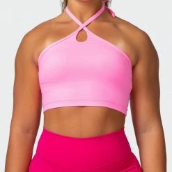 Muscle Nation 30% EOFY SALE Shimmer Bra Tank Combo - Shocking Pink