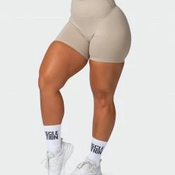 Muscle Nation Signature Scrunch Bike Shorts - Bone 30% EOFY SALE