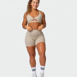 Muscle Nation Signature Scrunch Bike Shorts - Bone 30% EOFY SALE