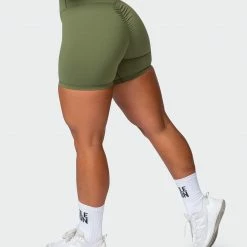Muscle Nation 30% EOFY SALE Signature Scrunch Bike Shorts - Green Ivy