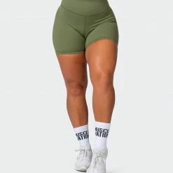 Muscle Nation 30% EOFY SALE Signature Scrunch Bike Shorts - Green Ivy