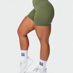 Muscle Nation 30% EOFY SALE Signature Scrunch Bike Shorts - Green Ivy