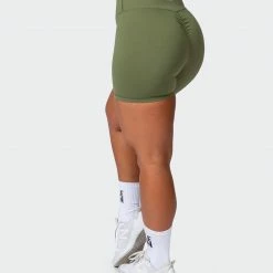 Muscle Nation 30% EOFY SALE Signature Scrunch Bike Shorts - Green Ivy