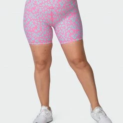 Muscle Nation Signature Scrunch Bike Shorts - Cotton Candy Cheetah Print