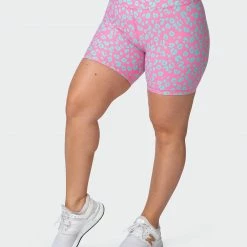 Muscle Nation Signature Scrunch Bike Shorts - Cotton Candy Cheetah Print 16 Muscle Nation Signature Scrunch Bike Shorts - Cotton Candy Cheetah Print
