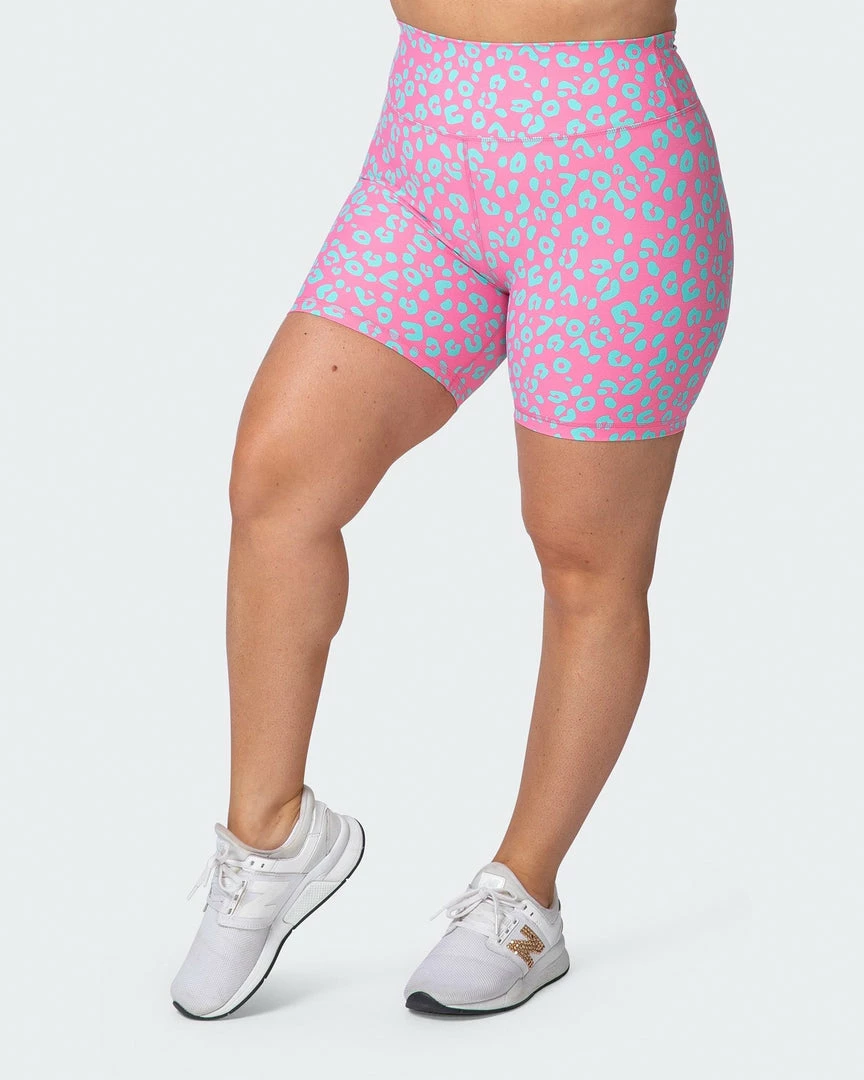 Muscle Nation Signature Scrunch Bike Shorts - Cotton Candy Cheetah Print 7 Muscle Nation Signature Scrunch Bike Shorts - Cotton Candy Cheetah Print