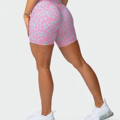 Muscle Nation Signature Scrunch Bike Shorts - Cotton Candy Cheetah Print 20 Muscle Nation Signature Scrunch Bike Shorts - Cotton Candy Cheetah Print