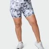 Muscle Nation Scrunch Bum Signature Scrunch Bike Shorts - Grey Black Tie Dye Print