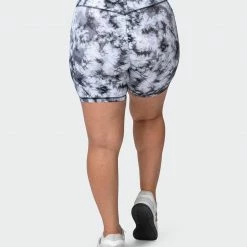 Muscle Nation Scrunch Bum Signature Scrunch Bike Shorts - Grey Black Tie Dye Print