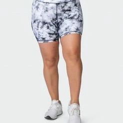 Muscle Nation Scrunch Bum Signature Scrunch Bike Shorts - Grey Black Tie Dye Print