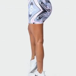 Muscle Nation Signature Scrunch Bike Shorts - Marble Print