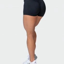 Muscle Nation Signature Scrunch Booty Shorts - Black (Silicon Patch Logo) Featured
