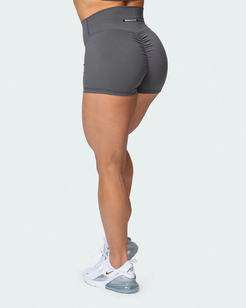 Muscle Nation Featured Signature Scrunch Booty Shorts - Charcoal 12 Muscle Nation Featured Signature Scrunch Booty Shorts - Charcoal
