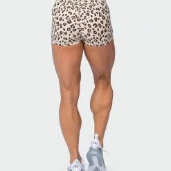 Muscle Nation Featured Signature Scrunch Booty Shorts - Cheetah Print (Silicon Patch Logo)