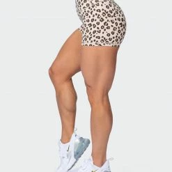 Muscle Nation Featured Signature Scrunch Booty Shorts - Cheetah Print (Silicon Patch Logo)