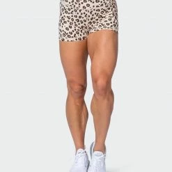 Muscle Nation Featured Signature Scrunch Booty Shorts - Cheetah Print (Silicon Patch Logo)