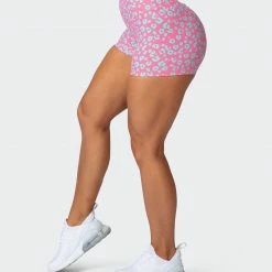 Muscle Nation Scrunch Bum Signature Scrunch Booty Shorts - Cotton Candy Cheetah Print