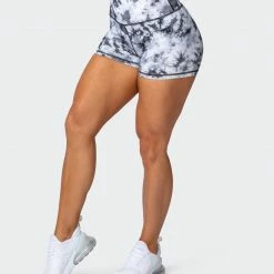 Muscle Nation Scrunch Bum Signature Scrunch Booty Shorts - Grey Black Tie Dye Print