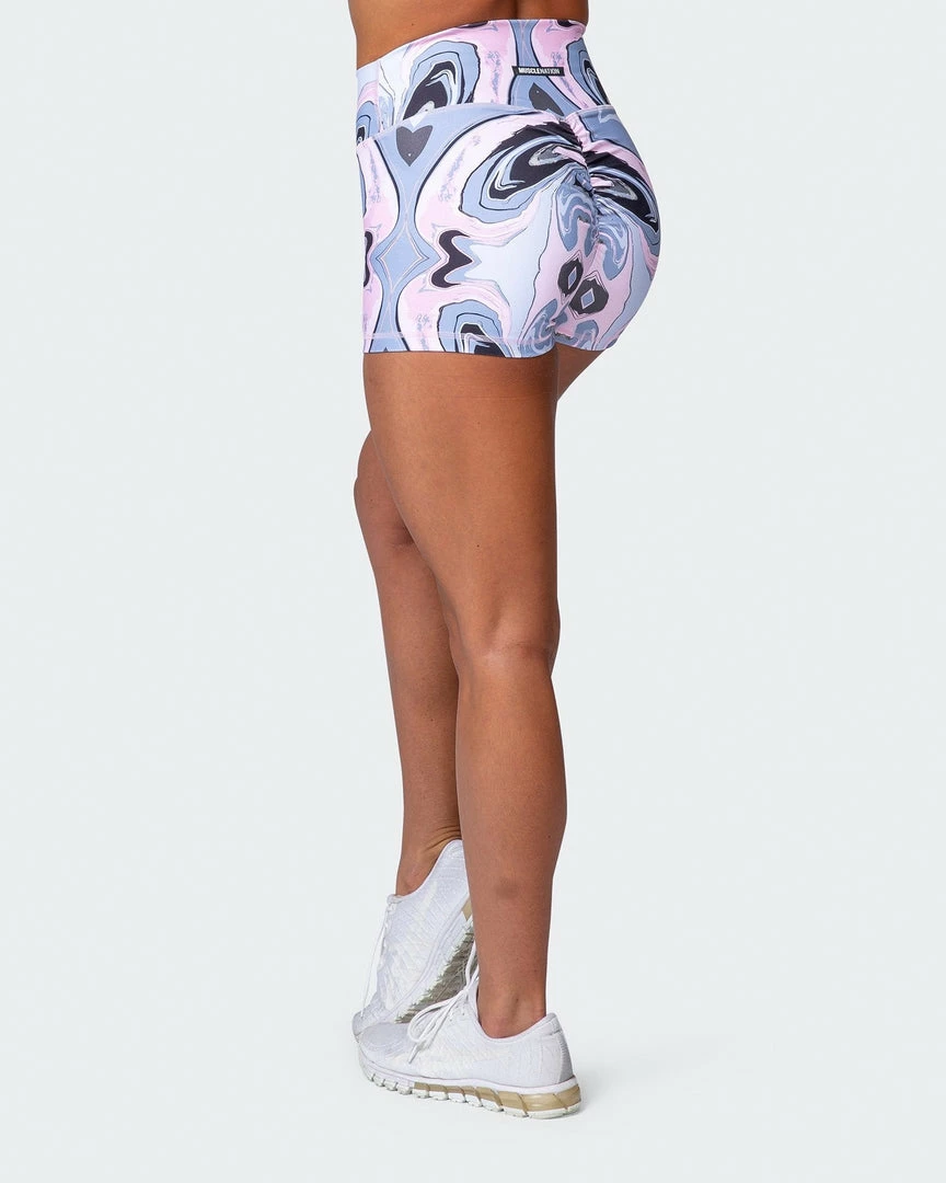Muscle Nation Featured Signature Scrunch Booty Shorts - Marble Print 6 Muscle Nation Featured Signature Scrunch Booty Shorts - Marble Print