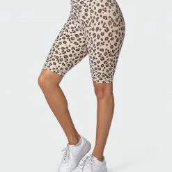 Muscle Nation Signature Scrunch Referee Length Shorts - Cheetah Print Scrunch Bum