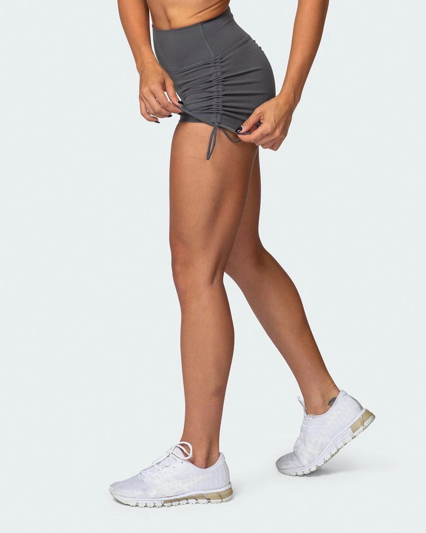 Muscle Nation Signature Scrunch Tie Up Shorts - Charcoal Featured 3 Muscle Nation Signature Scrunch Tie Up Shorts - Charcoal Featured