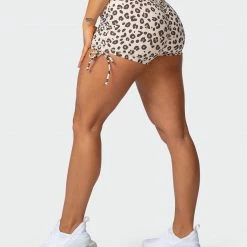 Muscle Nation Signature Scrunch Tie Up Shorts - Cheetah Print