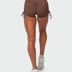 Muscle Nation Featured Signature Scrunch Tie Up Shorts - Chestnut