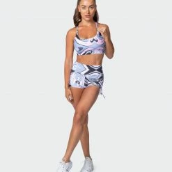 Muscle Nation Featured Signature Scrunch Tie Up Shorts - Marble Print