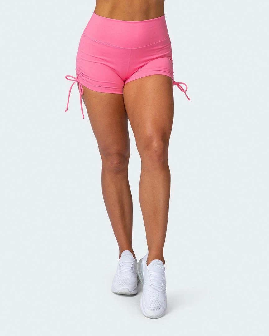 Muscle Nation Scrunch Bum Signature Scrunch Tie Up Shorts - Pink Lemonade 5 Muscle Nation Scrunch Bum Signature Scrunch Tie Up Shorts - Pink Lemonade