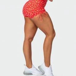 Muscle Nation Scrunch Bum Signature Scrunch Tie Up Shorts - Vibrant Cheetah Print