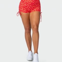 Muscle Nation Scrunch Bum Signature Scrunch Tie Up Shorts - Vibrant Cheetah Print