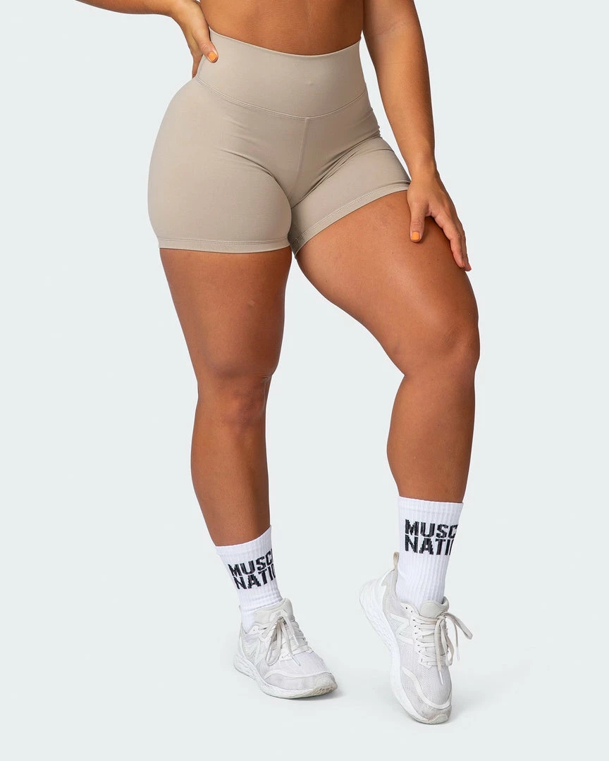 Muscle Nation Signature Scrunch Midway Shorts - Bone 3 Muscle Nation Signature Scrunch Midway Shorts - Bone