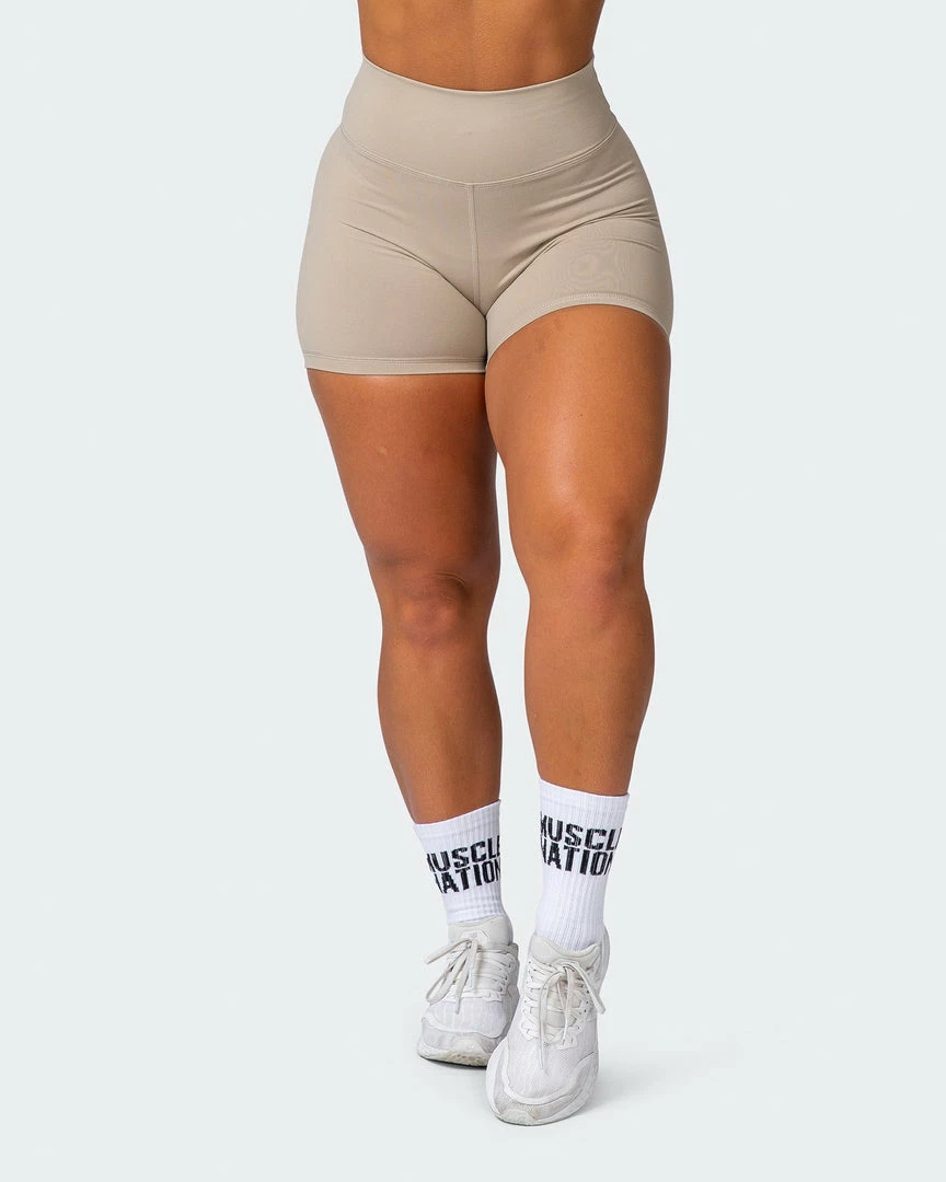 Muscle Nation Signature Scrunch Midway Shorts - Bone 4 Muscle Nation Signature Scrunch Midway Shorts - Bone