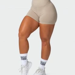 Muscle Nation Signature Scrunch Midway Shorts - Bone 12 Muscle Nation Signature Scrunch Midway Shorts - Bone