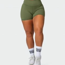 Muscle Nation Signature Scrunch Midway Shorts - Green Ivy 30% EOFY SALE