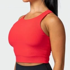 Muscle Nation Womens Sprint Long Line Bra - Hot Red