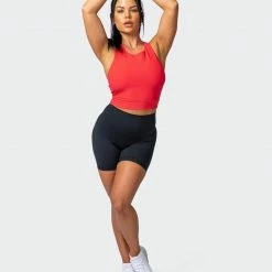 Muscle Nation Womens Sprint Long Line Bra - Hot Red