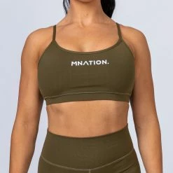 Muscle Nation Summer Scoop Bra - Khaki Womens
