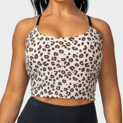 Muscle Nation Womens Summertime Cropped Tank - Cheetah Print