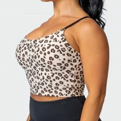 Muscle Nation Womens Summertime Cropped Tank - Cheetah Print