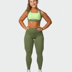 Muscle Nation Sunlight Signature Scrunch Ankle Length Leggings - Green Ivy