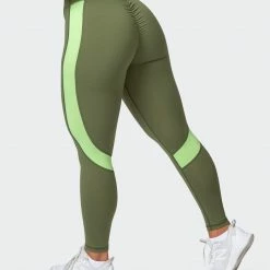 Muscle Nation Sunlight Signature Scrunch Ankle Length Leggings - Green Ivy