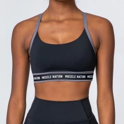 Muscle Nation Superset Bra - Black/Sleet Grey