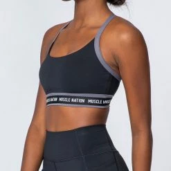 Muscle Nation Superset Bra - Black/Sleet Grey