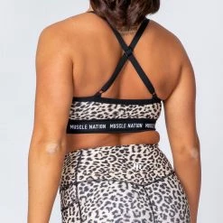 Muscle Nation Superset Bra - Yellow Leopard Womens