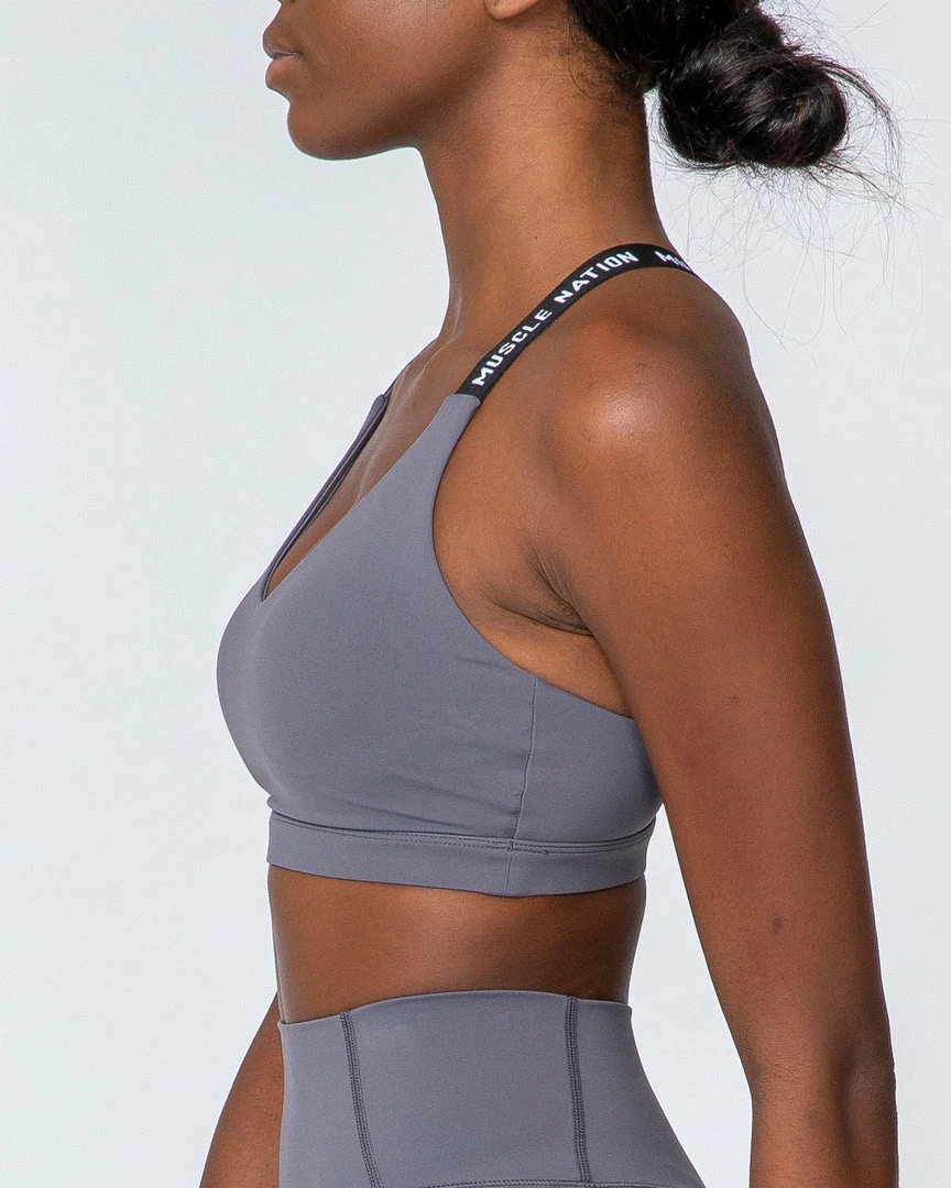 Muscle Nation Tempo Bra - Sleet Grey Womens 6 Muscle Nation Tempo Bra - Sleet Grey Womens