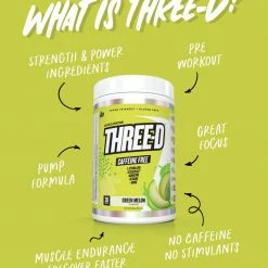 Muscle Nation THREE D Pre Workout Pump Caffeine Free - Green Melon - 30 Serves
